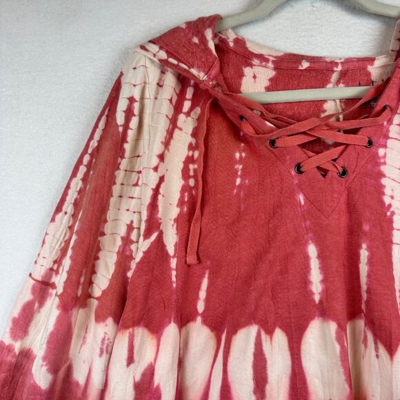 NWT LIVI by Lane Bryant Sweater 22/24 Tie Dye Hood Athleisure Lounge Beach 3X - Picture 3 of 12